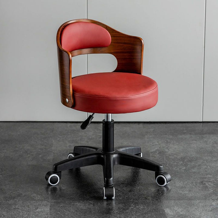 Modern Minimalist Round Upholstered PU Leather Synthetic Fabric Steel Bar Stool Curved Backrest For Dining Room