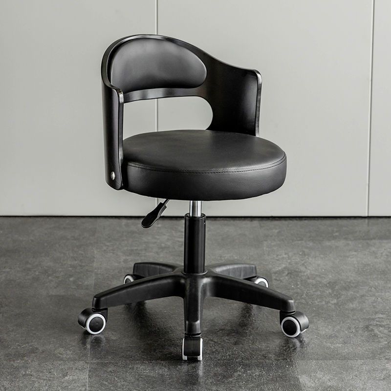 Modern Minimalist Round Upholstered PU Leather Synthetic Fabric Steel Bar Stool Curved Backrest For Dining Room