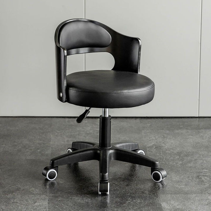 Modern Minimalist Round Upholstered PU Leather Synthetic Fabric Steel Bar Stool Curved Backrest For Dining Room