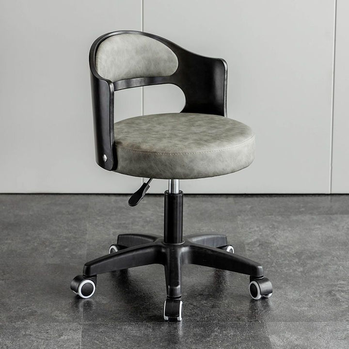 Modern Minimalist Round Upholstered PU Leather Synthetic Fabric Steel Bar Stool Curved Backrest For Dining Room