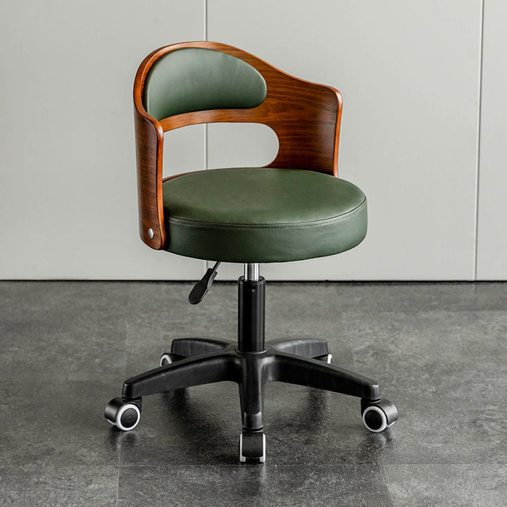 Modern Minimalist Round Upholstered PU Leather Synthetic Fabric Steel Bar Stool Curved Backrest For Dining Room
