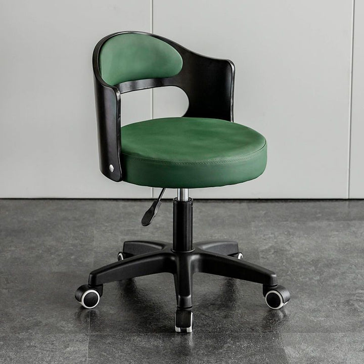Modern Minimalist Round Upholstered PU Leather Synthetic Fabric Steel Bar Stool Curved Backrest For Dining Room