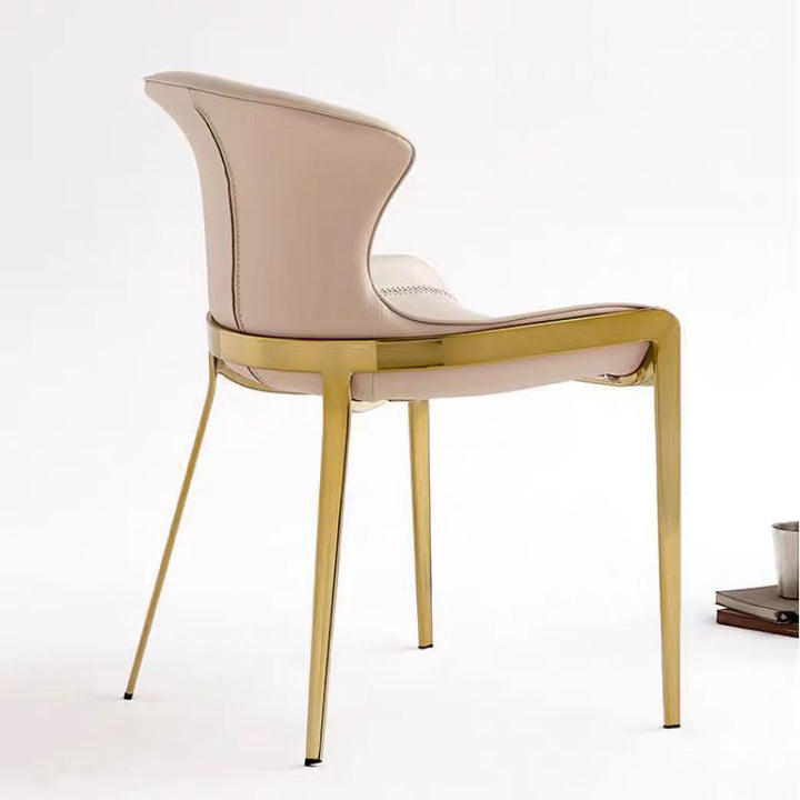Modern Luxury Rectangular Curved Cushion Saddle-Style Faux Leather Carbon Steel Dining Chair Backrest For Dining Room