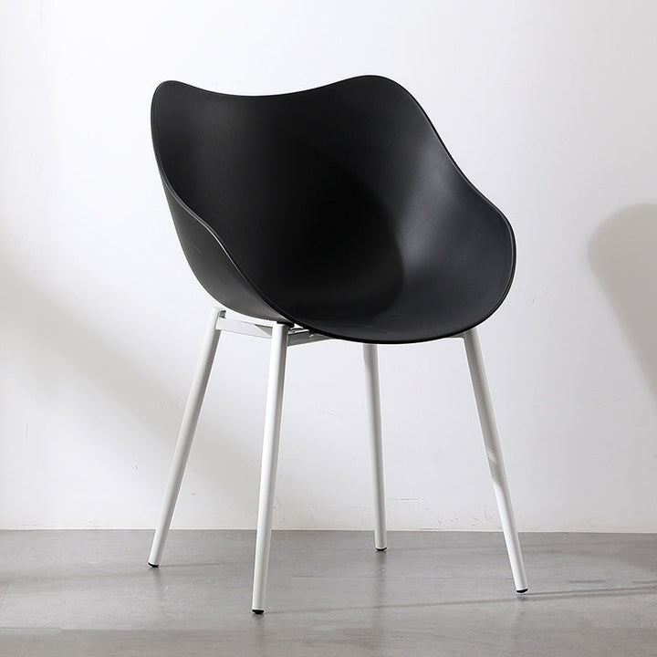 Contemporary Nordic Curved Iron PP Dining Chair Backrest Armrest For Dining Room
