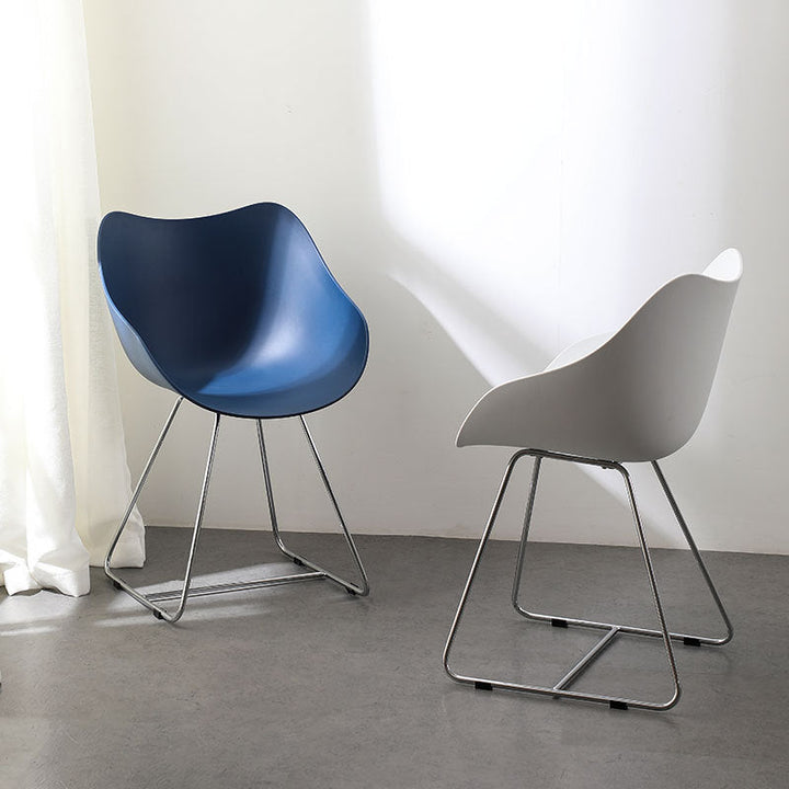Contemporary Nordic Curved Iron PP Dining Chair Backrest Armrest For Dining Room