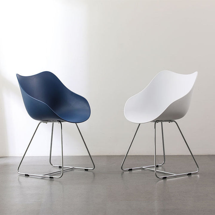 Contemporary Nordic Curved Iron PP Dining Chair Backrest Armrest For Dining Room