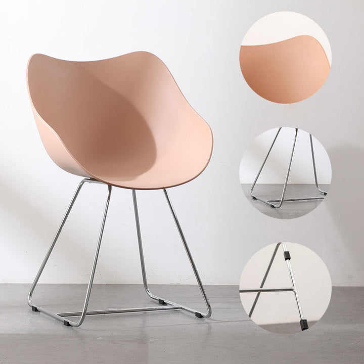 Contemporary Nordic Curved Iron PP Dining Chair Backrest Armrest For Dining Room