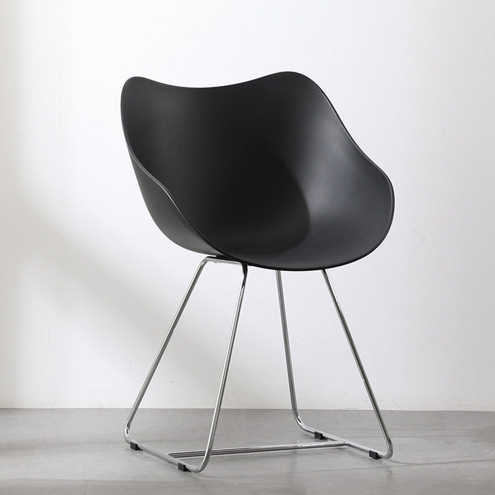 Contemporary Nordic Curved Iron PP Dining Chair Backrest Armrest For Dining Room