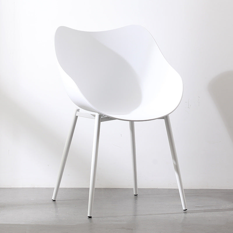 Contemporary Nordic Curved Iron PP Dining Chair Backrest Armrest For Dining Room