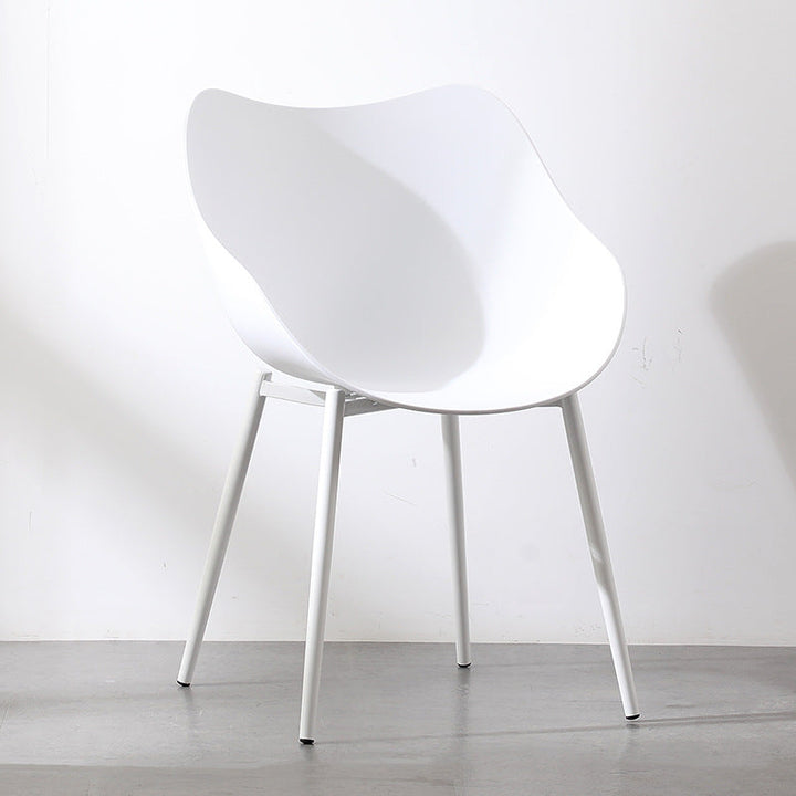 Contemporary Nordic Curved Iron PP Dining Chair Backrest Armrest For Dining Room
