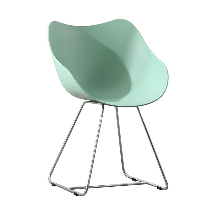 Contemporary Nordic Curved Iron PP Dining Chair Backrest Armrest For Dining Room