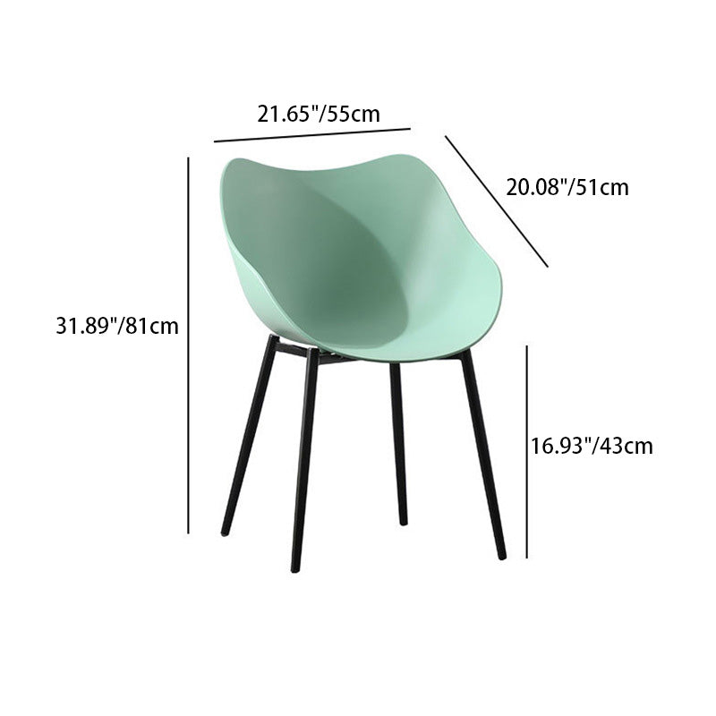 Contemporary Nordic Curved Iron PP Dining Chair Backrest Armrest For Dining Room