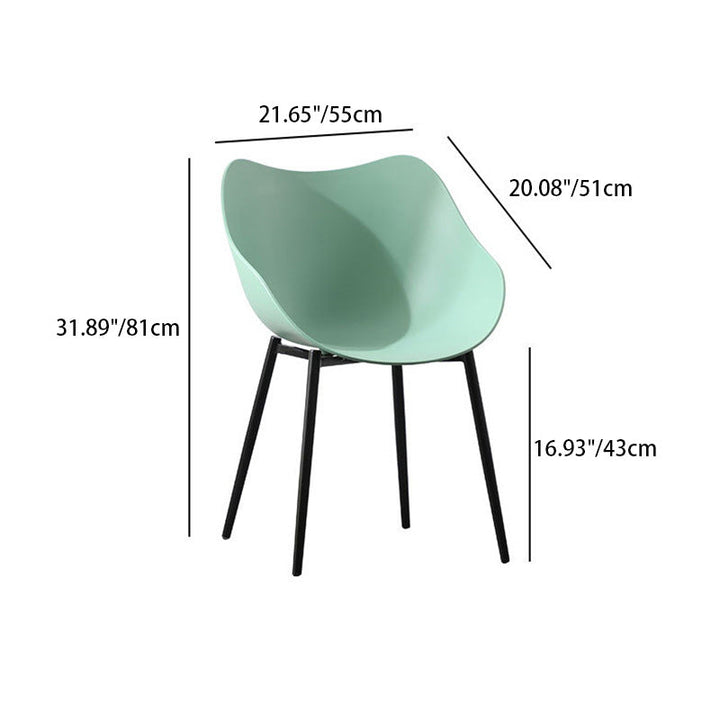 Contemporary Nordic Curved Iron PP Dining Chair Backrest Armrest For Dining Room