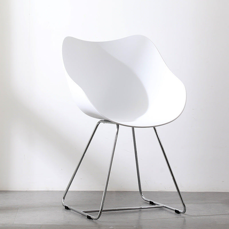 Contemporary Nordic Curved Iron PP Dining Chair Backrest Armrest For Dining Room