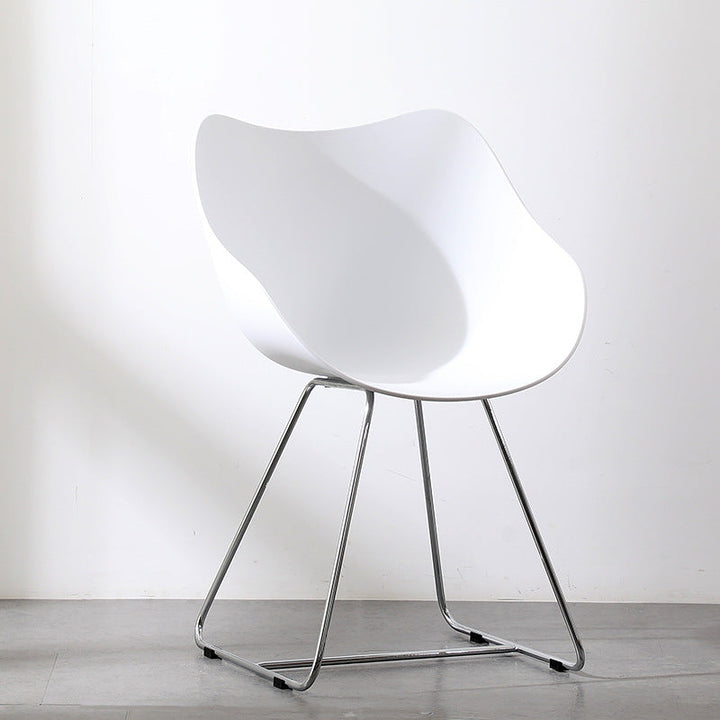 Contemporary Nordic Curved Iron PP Dining Chair Backrest Armrest For Dining Room