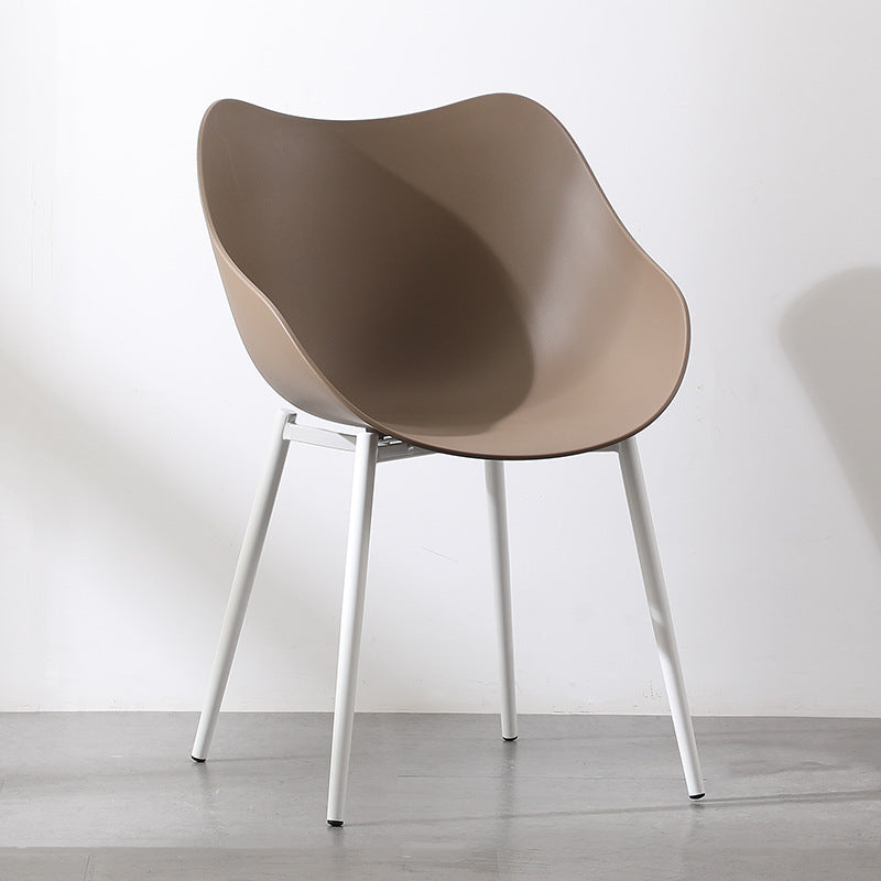 Contemporary Nordic Curved Iron PP Dining Chair Backrest Armrest For Dining Room