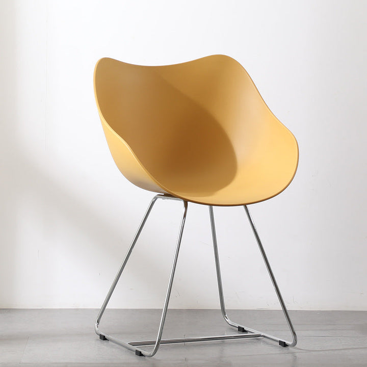 Contemporary Nordic Curved Iron PP Dining Chair Backrest Armrest For Dining Room