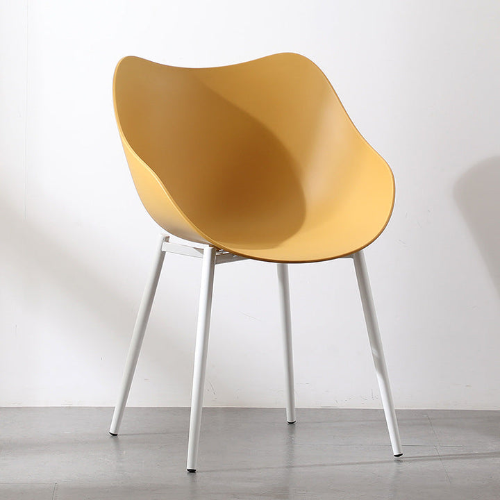 Contemporary Nordic Curved Iron PP Dining Chair Backrest Armrest For Dining Room