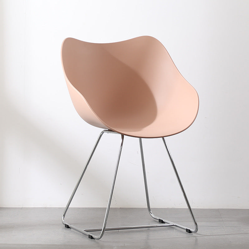 Contemporary Nordic Curved Iron PP Dining Chair Backrest Armrest For Dining Room
