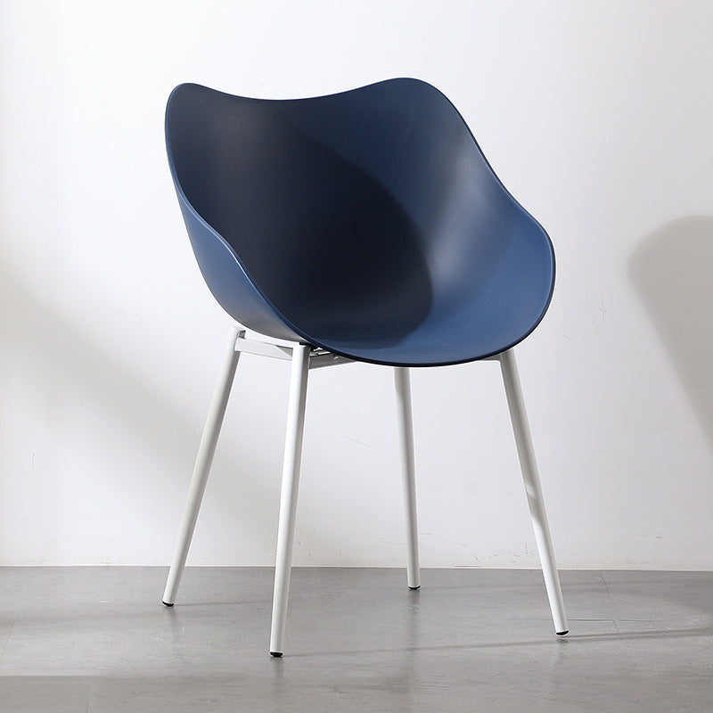 Contemporary Nordic Curved Iron PP Dining Chair Backrest Armrest For Dining Room