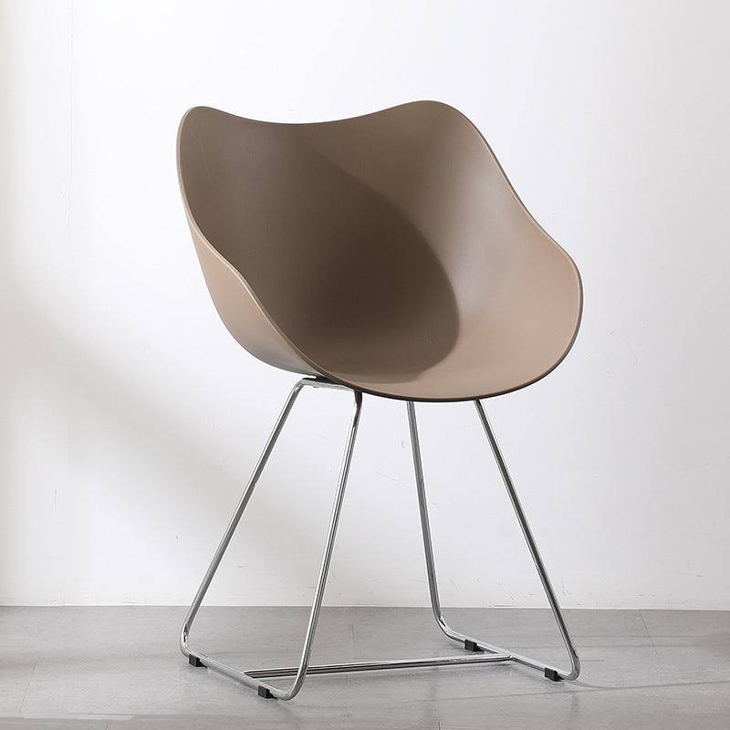 Contemporary Nordic Curved Iron PP Dining Chair Backrest Armrest For Dining Room