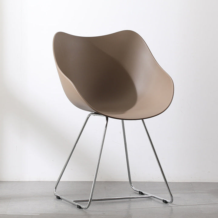 Contemporary Nordic Curved Iron PP Dining Chair Backrest Armrest For Dining Room