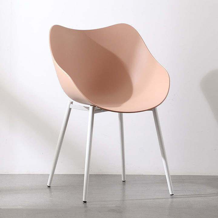 Contemporary Nordic Curved Iron PP Dining Chair Backrest Armrest For Dining Room