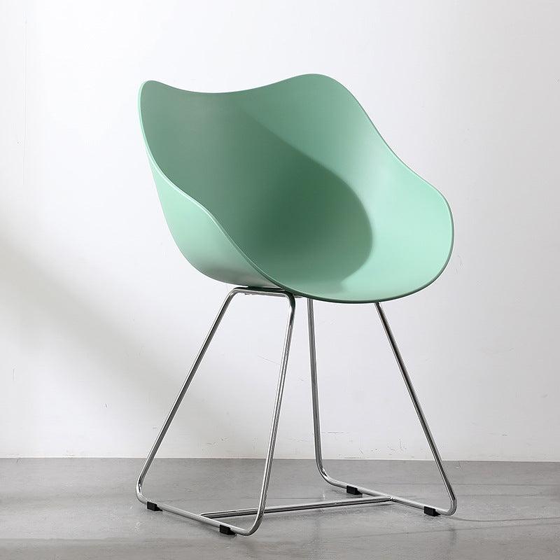 Contemporary Nordic Curved Iron PP Dining Chair Backrest Armrest For Dining Room