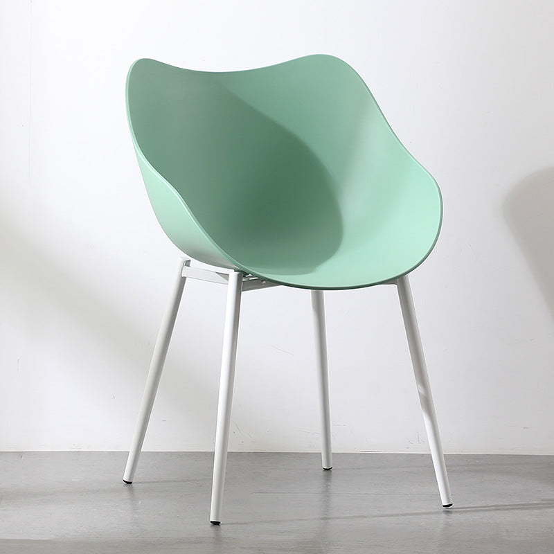 Contemporary Nordic Curved Iron PP Dining Chair Backrest Armrest For Dining Room