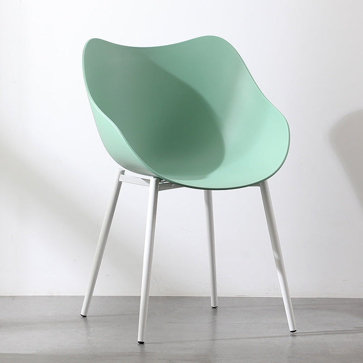 Contemporary Nordic Curved Iron PP Dining Chair Backrest Armrest For Dining Room