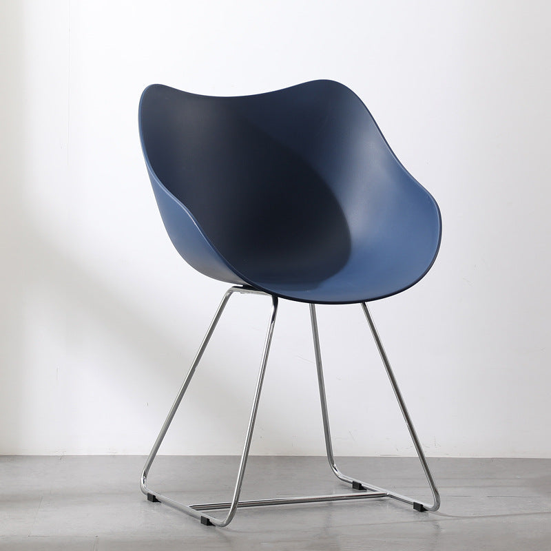 Contemporary Nordic Curved Iron PP Dining Chair Backrest Armrest For Dining Room
