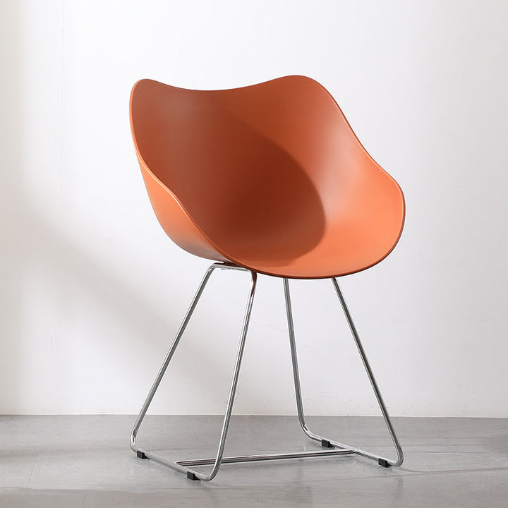 Contemporary Nordic Curved Iron PP Dining Chair Backrest Armrest For Dining Room