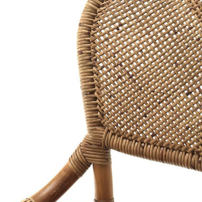 Traditioneller japanischer rechteckiger Barhocker aus Rattanholz mit Rückenlehne für das Wohnzimmer 