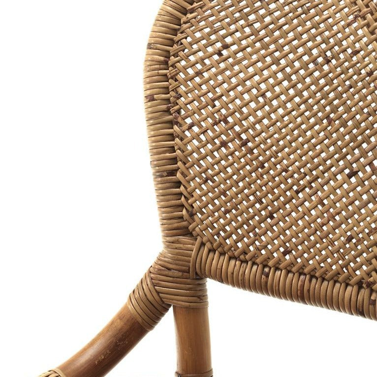 Traditioneller japanischer rechteckiger Barhocker aus Rattanholz mit Rückenlehne für das Wohnzimmer 