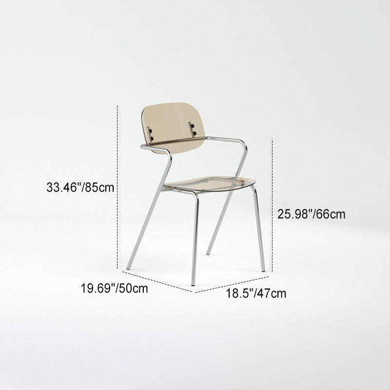 Moderner minimalistischer rechteckiger Stuhl aus PC und Eisen mit Rückenlehne und Armlehnen für das Wohnzimmer 