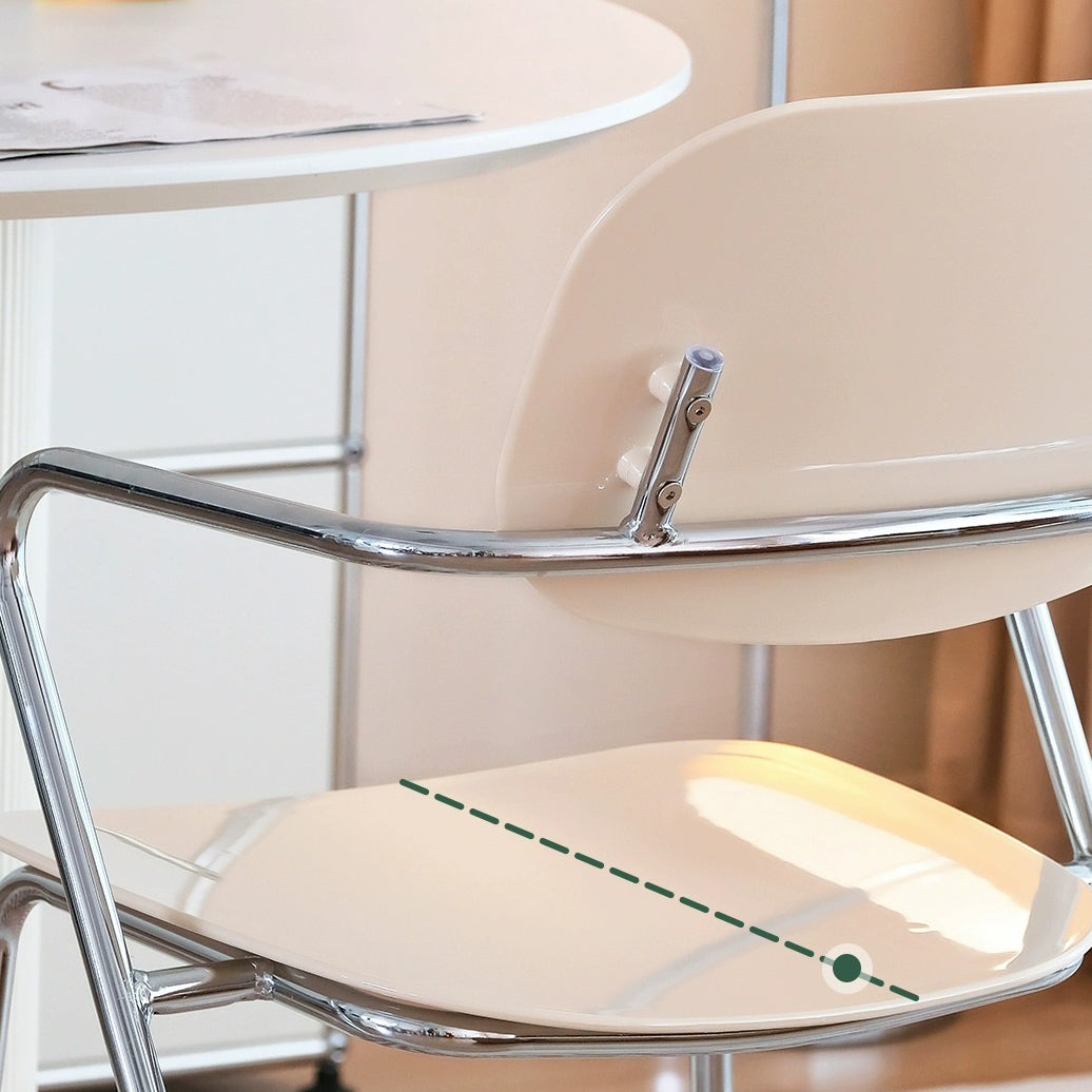 Moderner minimalistischer rechteckiger Stuhl aus PC und Eisen mit Rückenlehne und Armlehnen für das Wohnzimmer 