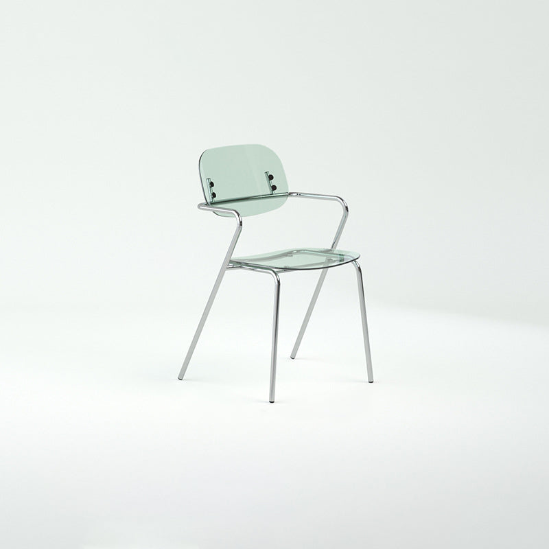Moderner minimalistischer rechteckiger Stuhl aus PC und Eisen mit Rückenlehne und Armlehnen für das Wohnzimmer 