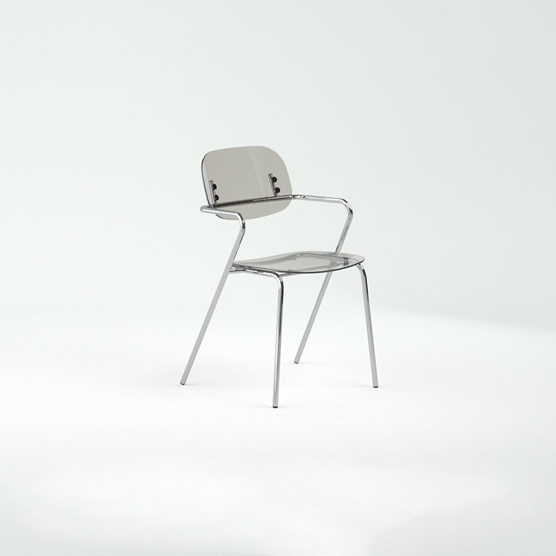 Moderner minimalistischer rechteckiger Stuhl aus PC und Eisen mit Rückenlehne und Armlehnen für das Wohnzimmer 