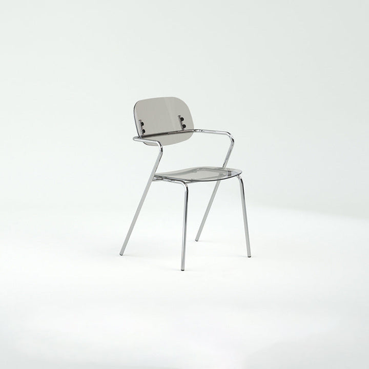Moderner minimalistischer rechteckiger Stuhl aus PC und Eisen mit Rückenlehne und Armlehnen für das Wohnzimmer 