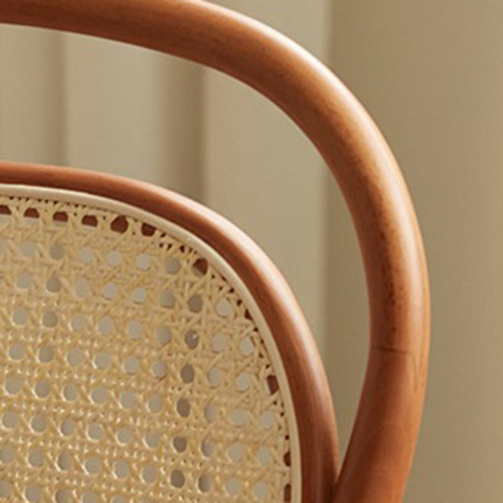 Contemporary Nordic Round Rattan Beech Wood Fabric Chair Backrest Armless For Living Room