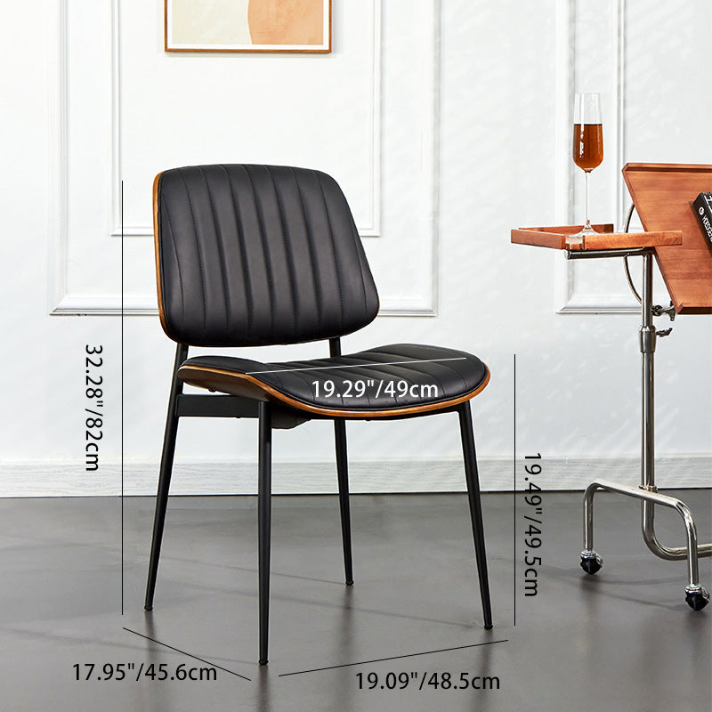 Silla moderna minimalista rectangular de PU, madera contrachapada y hierro, con respaldo y sin reposabrazos para sala de estar 