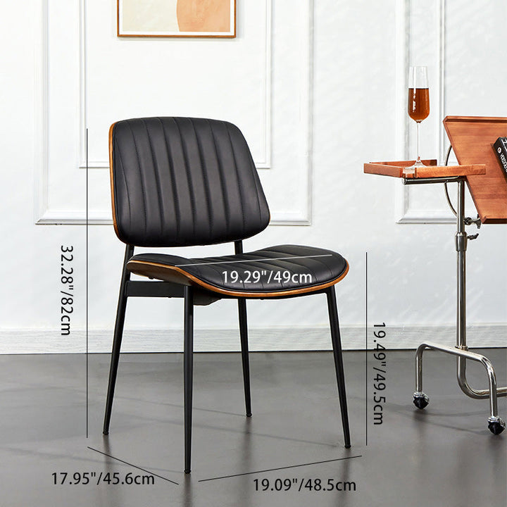 Silla moderna minimalista rectangular de PU, madera contrachapada y hierro, con respaldo y sin reposabrazos para sala de estar 