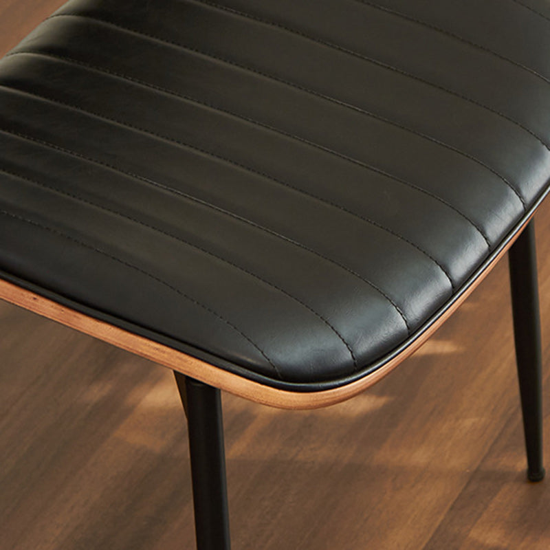 Silla moderna minimalista rectangular de PU, madera contrachapada y hierro, con respaldo y sin reposabrazos para sala de estar 
