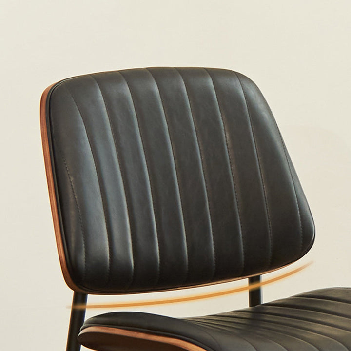 Silla moderna minimalista rectangular de PU, madera contrachapada y hierro, con respaldo y sin reposabrazos para sala de estar 