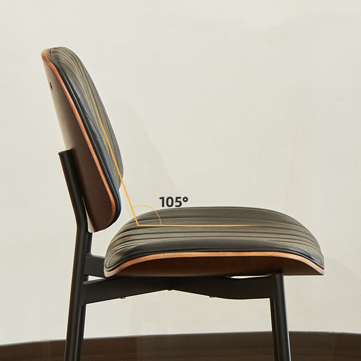Silla moderna minimalista rectangular de PU, madera contrachapada y hierro, con respaldo y sin reposabrazos para sala de estar 