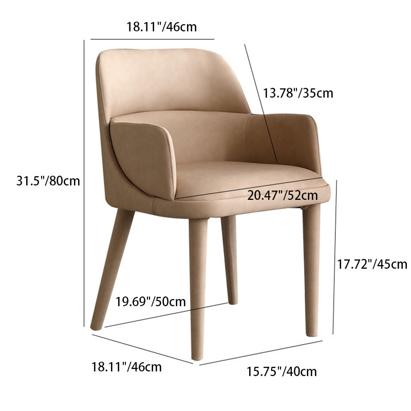 Moderner minimalistischer rechteckiger Stuhl aus Kunstleder und Eiche mit Rückenlehne und Armlehnen für das Wohnzimmer 