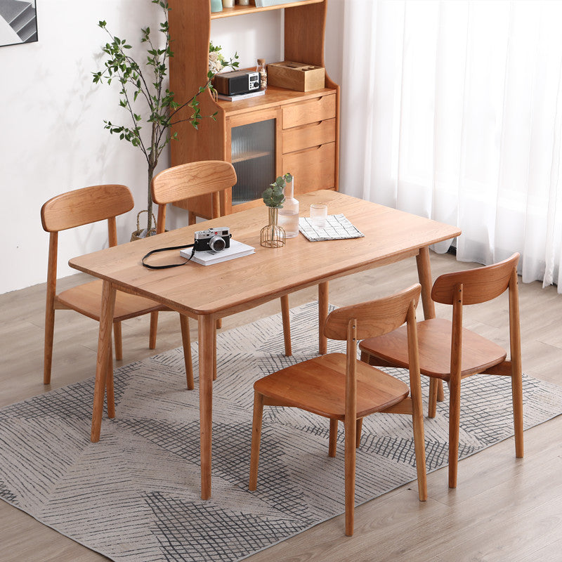 Contemporary Scandinavian Rectangular Cherry Wood Chair Backrest Armless For Dining Room