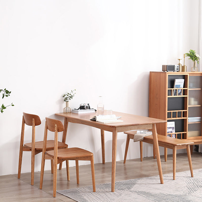 Contemporary Scandinavian Rectangular Cherry Wood Chair Backrest Armless For Dining Room