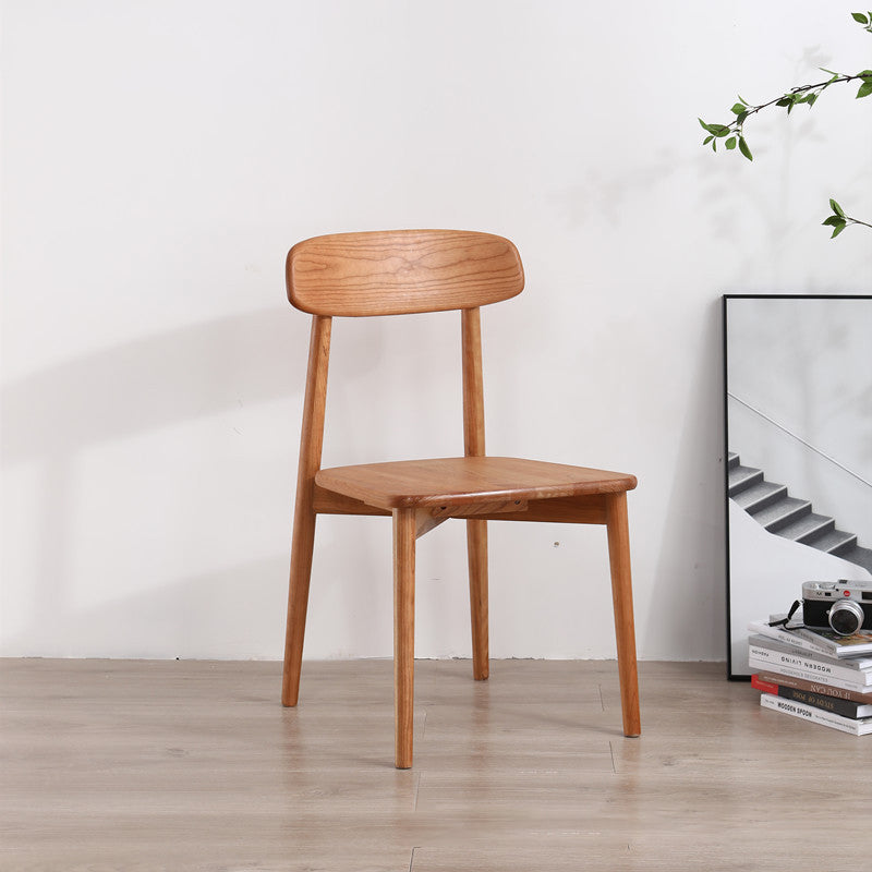 Contemporary Scandinavian Rectangular Cherry Wood Chair Backrest Armless For Dining Room