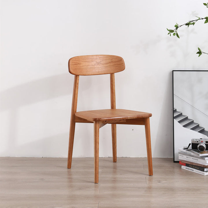 Contemporary Scandinavian Rectangular Cherry Wood Chair Backrest Armless For Dining Room